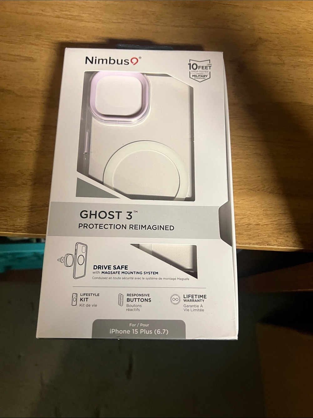 Ghost 3 Clear iPhone 15 Plus Case with Pink Camera Ring